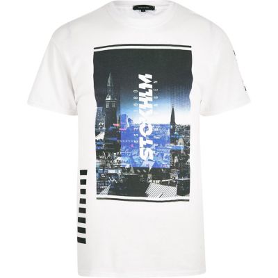 White Stockholm photo print T-shirt